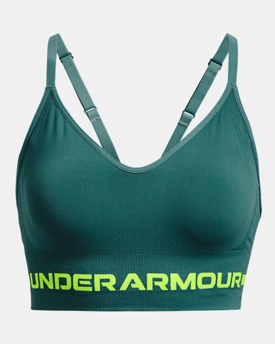 Women's UA Seamless Low Long Sports Bra, Green, pdpMainDesktop image number 10